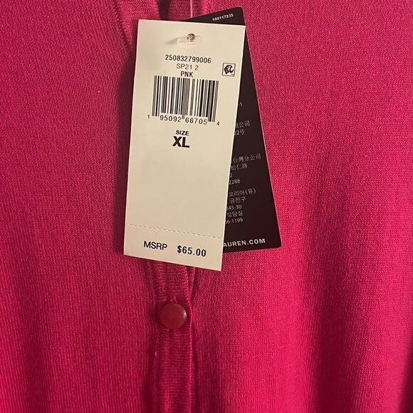 Ralph Lauren hot pink button up three-quarter length sleeve cardigan - Picture 2 of 4